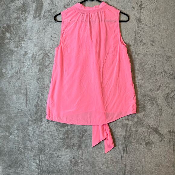 Lilly Pulitzer Dahlia 100% Silk Tie V-Neck Sleeveless Top Size Small Bright Pink - Picture 5 of 7